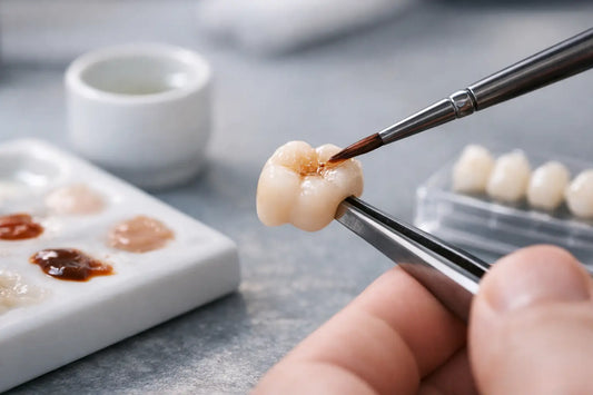 Como aplicar stain em cerâmica dental com precisão